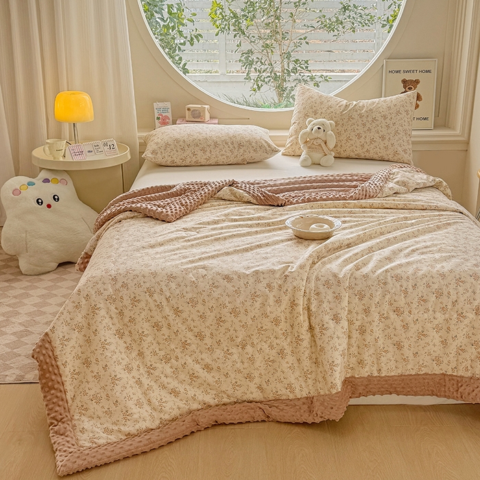 91家纺网 家纺一手货源 找家纺 梦依依 （加微信送买家秀）2025新款40支全棉豆豆被大豆被夏被冬秋被子被芯-风格二 月蓉花