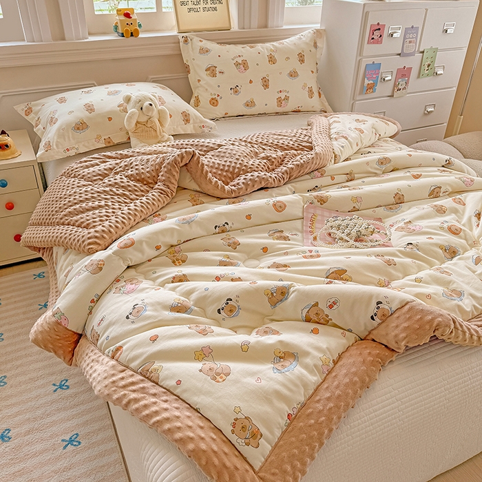 91家纺网 家纺一手货源 找家纺 梦依依 （加微信送买家秀）2025新款40支全棉豆豆被大豆被夏被冬秋被子被芯-风格二 熊猫卡皮