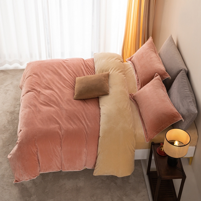 91家纺网 家纺一手货源 找家纺 ONE TWO ONE 121 新品【婴儿绒四件套】2025毛毯被子四件套单件被套单件枕套珊瑚绒牛奶绒冬被法兰绒兔毛绒The one 橘粉-乳酪