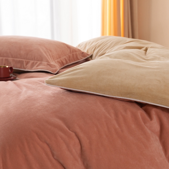 91家纺网 家纺一手货源 找家纺 ONE TWO ONE 121 新品【婴儿绒四件套】2025毛毯被子四件套单件被套单件枕套珊瑚绒牛奶绒冬被法兰绒兔毛绒The one 橘粉-乳酪