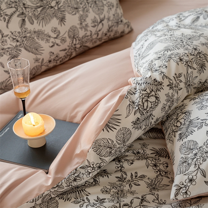 91家纺网 家纺一手货源 找家纺 （总）ONE TWO ONE 121 2025新款高支高密数码印花四件套-有花赏花