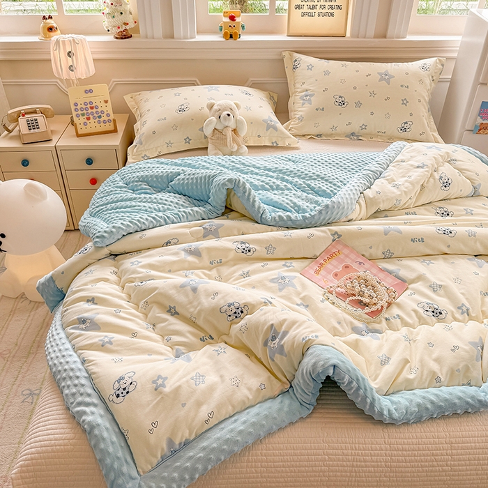 91家纺网 家纺一手货源 找家纺 梦依依 （加微信送买家秀）2025新款40支全棉豆豆被大豆被夏被冬秋被子被芯-风格二 星仔