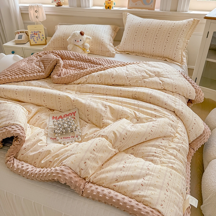 91家纺网 家纺一手货源 找家纺 梦依依 （加微信送买家秀）2025新款40支全棉豆豆被大豆被夏被冬秋被子被芯-风格二 樱桃树