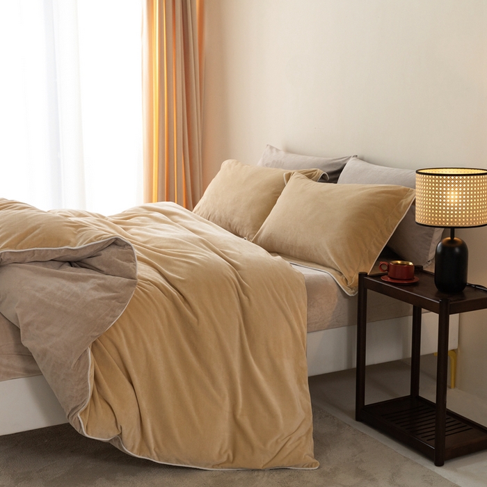 91家纺网 家纺一手货源 找家纺 ONE TWO ONE 121 新品【婴儿绒四件套】2025毛毯被子四件套单件被套单件枕套珊瑚绒牛奶绒冬被法兰绒兔毛绒The one 乳酪-米咖