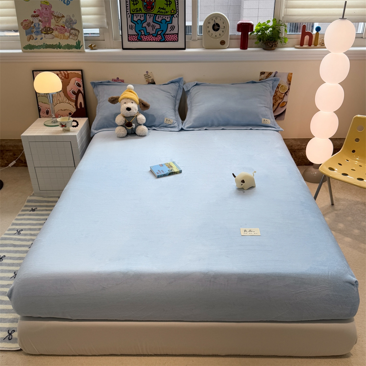 857家居 2025新款高克重牛奶绒床单床笠系列 良品-天空蓝