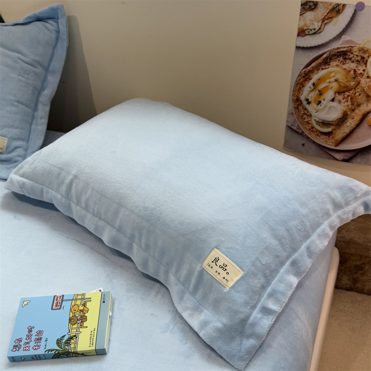 91家纺网 家纺一手货源 找家纺 857家居 2025新款高克重牛奶绒床单床笠系列 良品-天空蓝