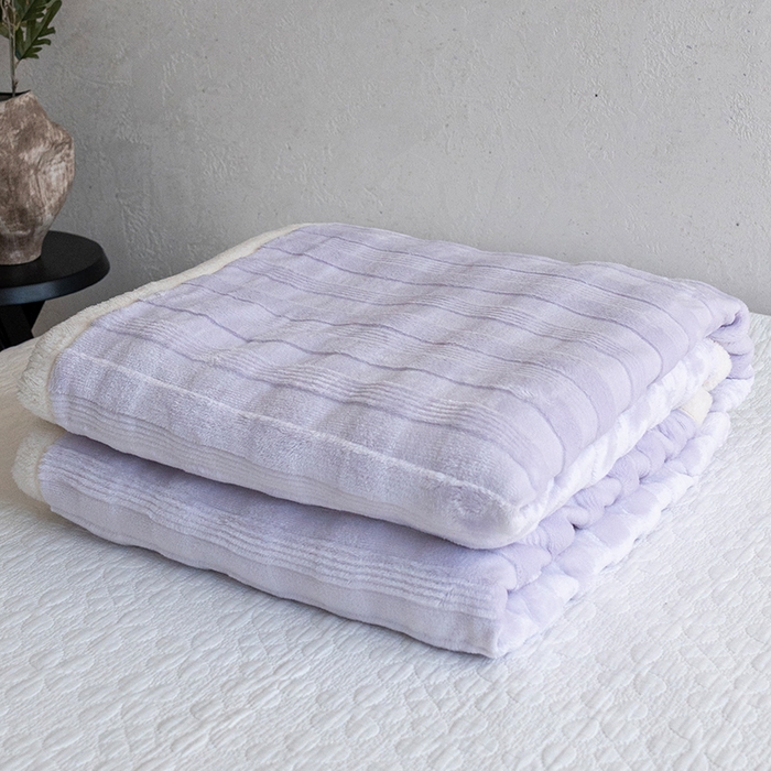 91家纺网 家纺一手货源 找家纺 宜派家纺 2025新款A类云朵绒玉兔绒单毛毯 丁香紫