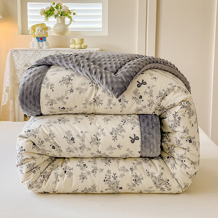 91家纺网 家纺一手货源 找家纺 梦依依 （加微信送买家秀）2025新款40支全棉豆豆被大豆被夏被冬秋被子被芯-风格二 萱花