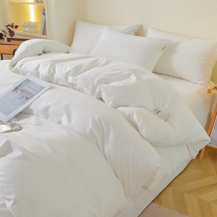 91家纺网 家纺一手货源 找家纺 晶缦 2025新款100%纯棉13376纯色喷气全棉磨毛单品被套 暖芸馨-本白色