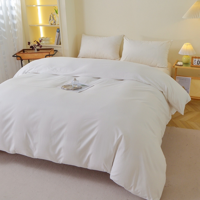 91家纺网 家纺一手货源 找家纺 晶缦 2025新款100%纯棉13376纯色喷气全棉磨毛单品被套 暖芸馨-本白色