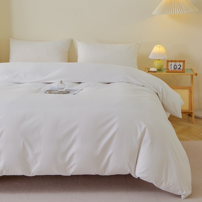 91家纺网 家纺一手货源 找家纺 晶缦 2025新款100%纯棉13376纯色喷气全棉磨毛单品被套 暖芸馨-本白色