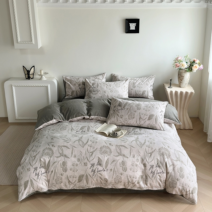 91家纺网 家纺一手货源 找家纺 （总）卢赛尔 2025新品加厚130g高克重复古风原麻印花四件套单被套