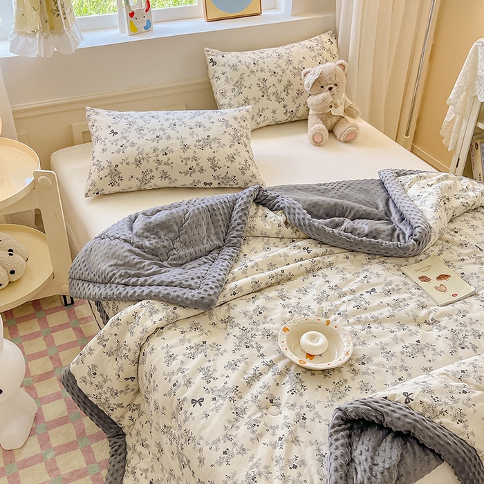 91家纺网 家纺一手货源 找家纺 梦依依 （加微信送买家秀）2025新款40支全棉豆豆被大豆被夏被冬秋被子被芯-风格二 萱花