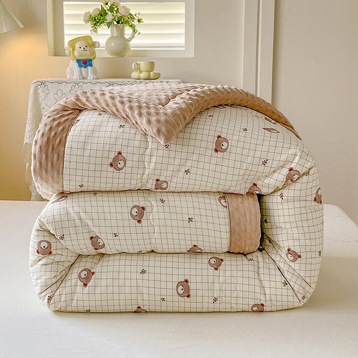 91家纺网 家纺一手货源 找家纺 梦依依 （加微信送买家秀）2025新款40支全棉豆豆被大豆被夏被冬秋被子被芯-风格二 熊仔