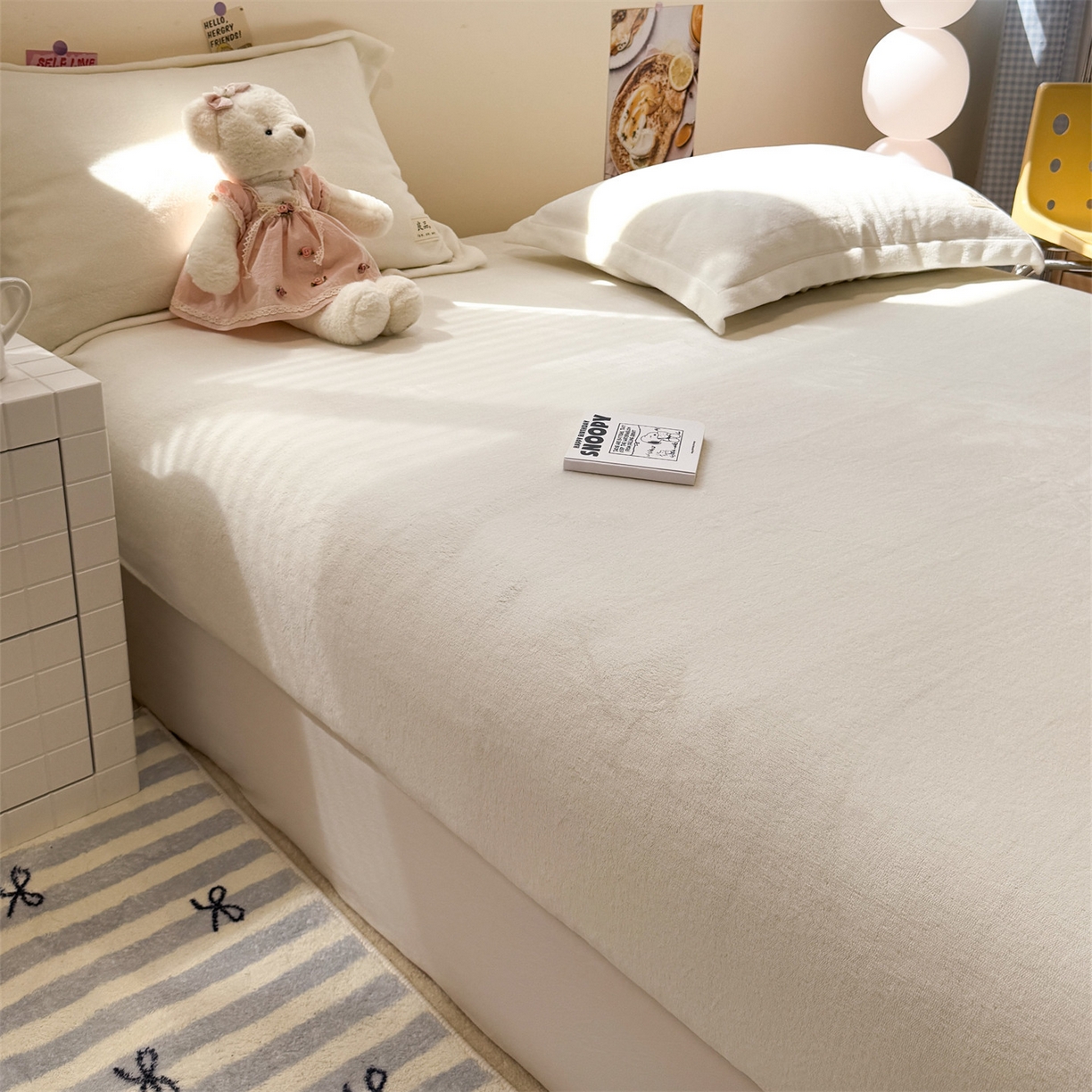 91家纺网 家纺一手货源 找家纺 857家居 2025新款高克重牛奶绒床单床笠系列 良品-雪白