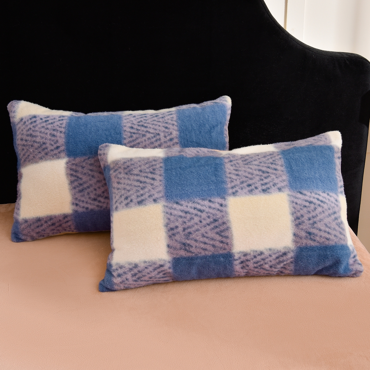 91家纺网 家纺一手货源 找家纺 同田家纺 2025新款A类羊羊绒牛奶绒印花四件套 蓝格