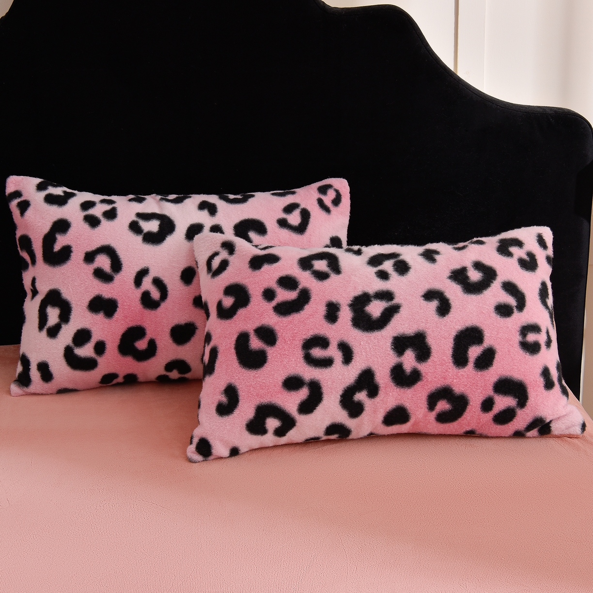 91家纺网 家纺一手货源 找家纺 同田家纺 2025新款A类羊羊绒牛奶绒印花四件套 豹纹-粉