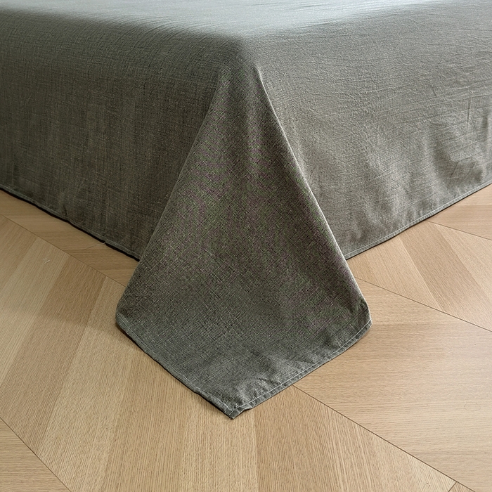 91家纺网 家纺一手货源 找家纺 卢赛尔 2025新品加厚130g高克重复古风原麻印花四件套单被套 草芙蓉