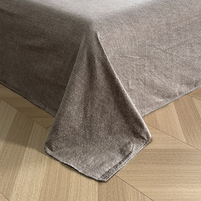 91家纺网 家纺一手货源 找家纺 卢赛尔 2025新品加厚130g高克重复古风原麻印花四件套单被套 红颜