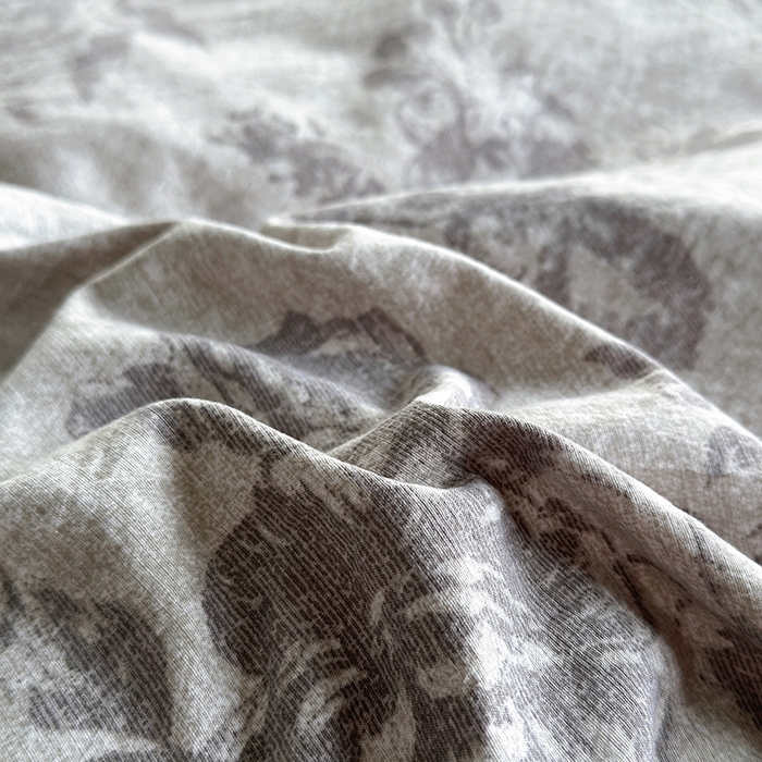 91家纺网 家纺一手货源 找家纺 卢赛尔 2025新品加厚130g高克重复古风原麻印花四件套单被套 花眠