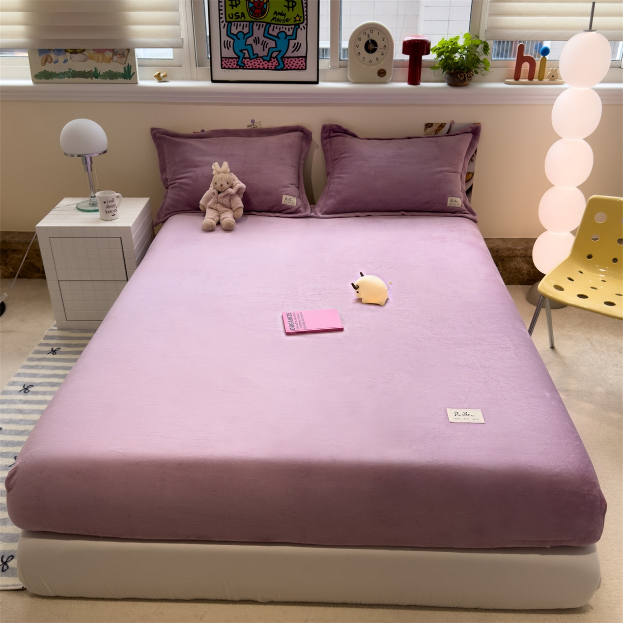 857家居 2025新款高克重牛奶绒床单床笠系列 良品-薰衣草紫