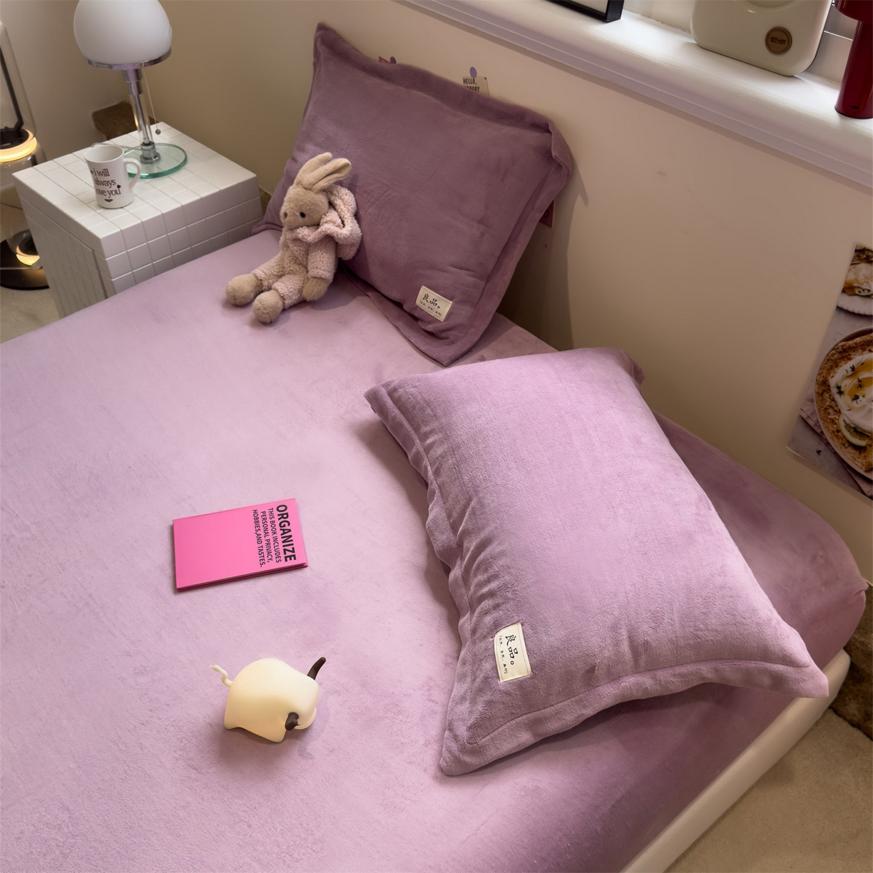 91家纺网 家纺一手货源 找家纺 857家居 2025新款高克重牛奶绒床单床笠系列 良品-薰衣草紫