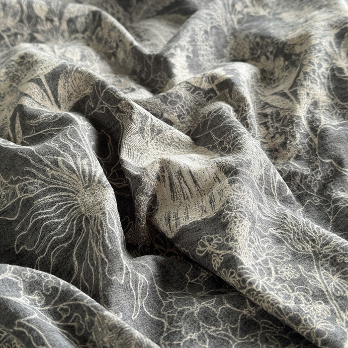 91家纺网 家纺一手货源 找家纺 卢赛尔 2025新品加厚130g高克重复古风原麻印花四件套单被套 凉墨