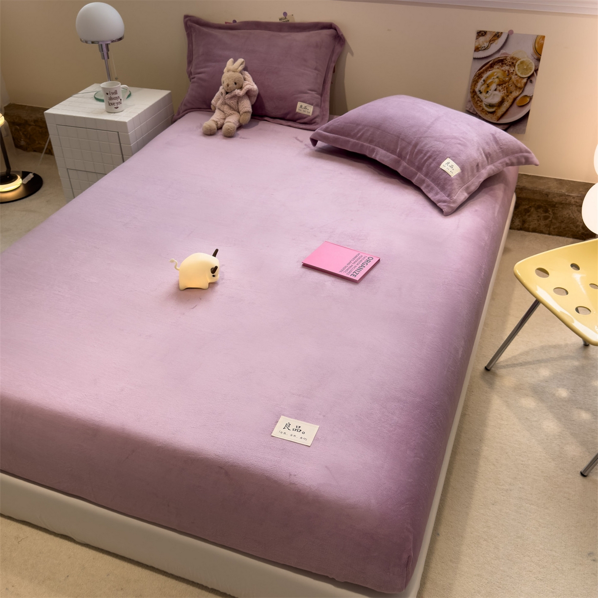 91家纺网 家纺一手货源 找家纺 857家居 2025新款高克重牛奶绒床单床笠系列 良品-薰衣草紫