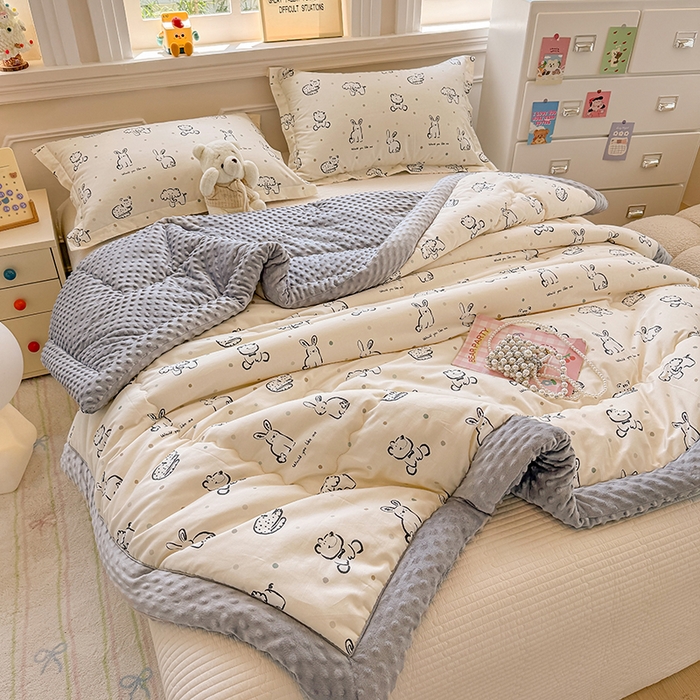 91家纺网 家纺一手货源 找家纺 梦依依 （加微信送买家秀）2025新款40支全棉豆豆被大豆被夏被冬秋被子被芯-风格二 涂鸦乐园