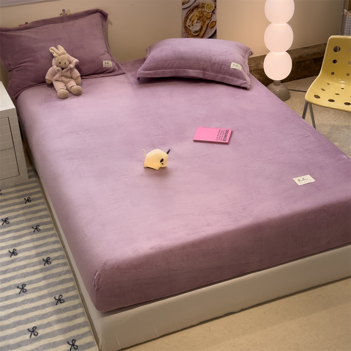 91家纺网 家纺一手货源 找家纺 857家居 2025新款高克重牛奶绒床单床笠系列 良品-薰衣草紫