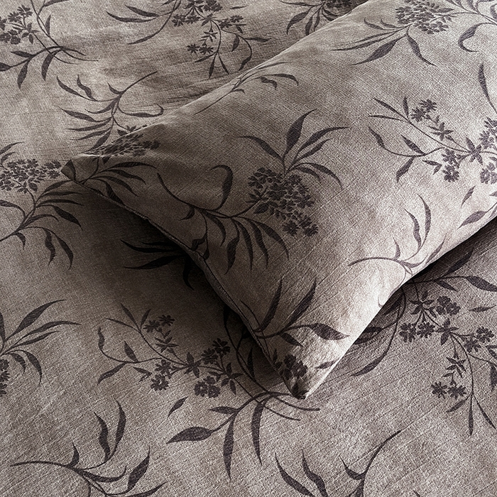 91家纺网 家纺一手货源 找家纺 卢赛尔 2025新品加厚130g高克重复古风原麻印花四件套单被套 南栀羽