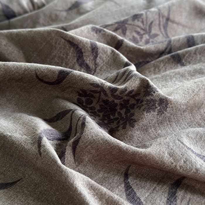 91家纺网 家纺一手货源 找家纺 卢赛尔 2025新品加厚130g高克重复古风原麻印花四件套单被套 南栀羽