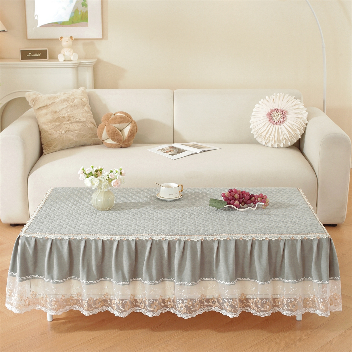 91家纺网 家纺一手货源 找家纺 共鸣沙发垫 2025新款羊毛尼茶几垫-星语 羊毛尼灰色