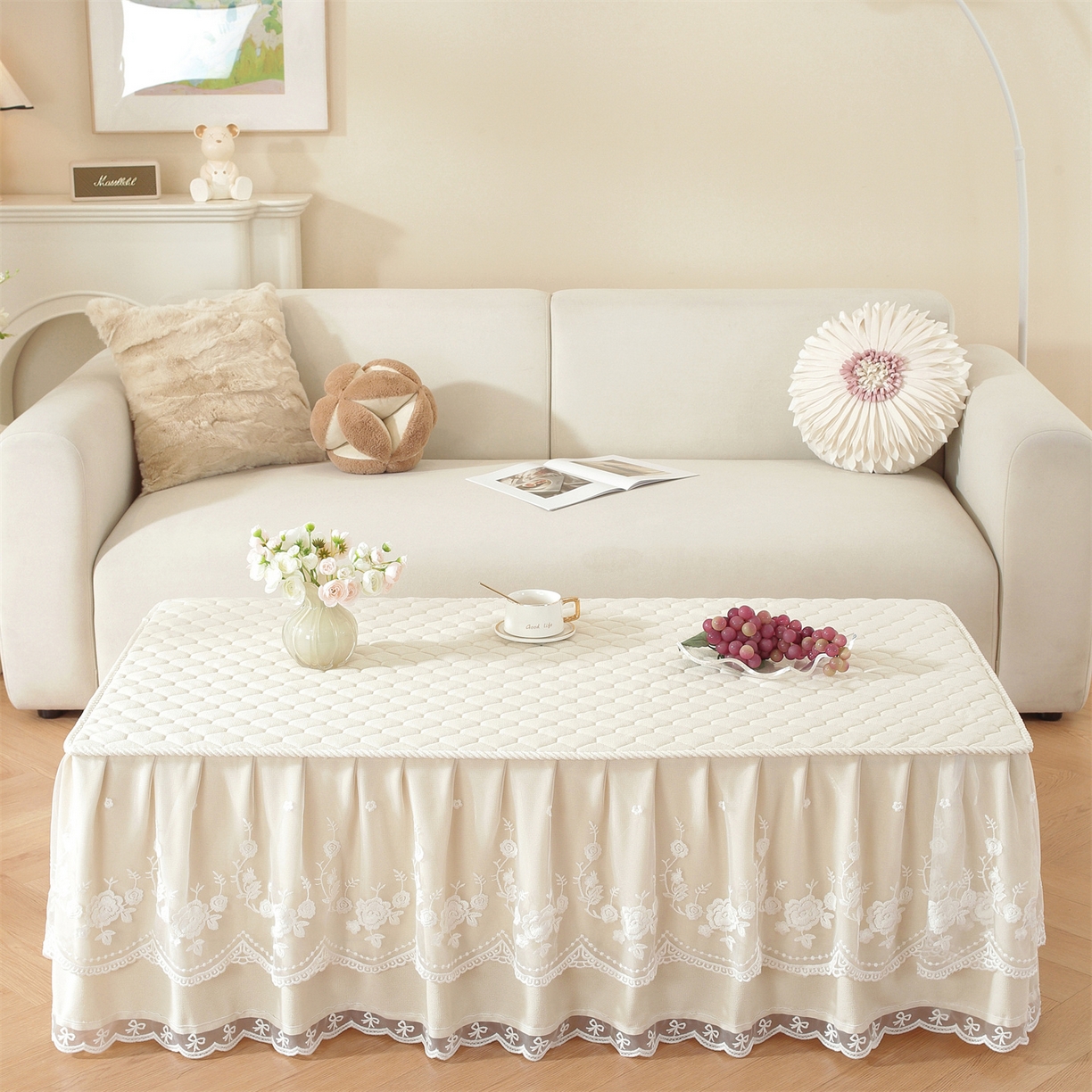 91家纺网 家纺一手货源 找家纺 共鸣沙发垫 2025新款羊毛尼茶几垫-星语 星语米色