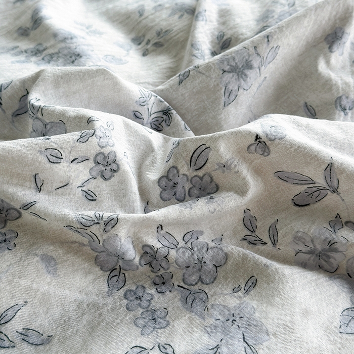 91家纺网 家纺一手货源 找家纺 卢赛尔 2025新品加厚130g高克重复古风原麻印花四件套单被套 青千雪