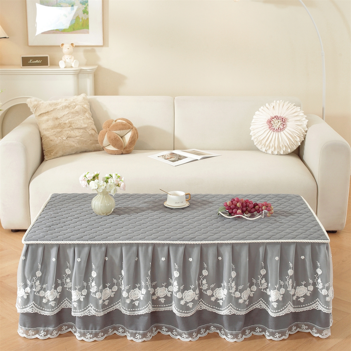 91家纺网 家纺一手货源 找家纺 共鸣沙发垫 2025新款羊毛尼茶几垫-星语 星语灰色