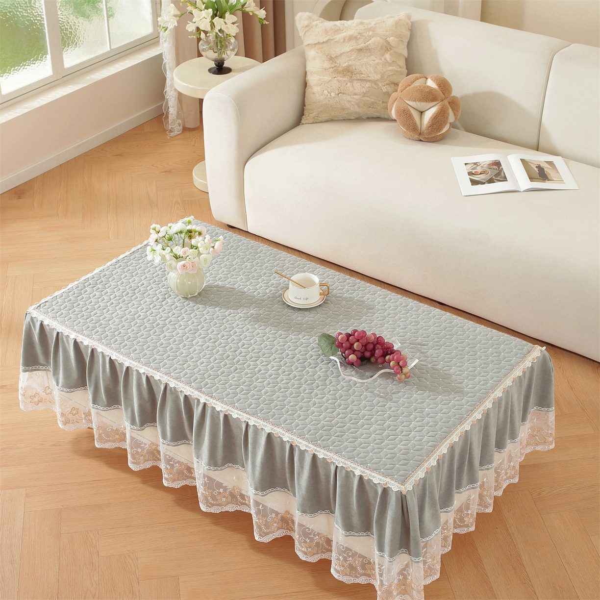 91家纺网 家纺一手货源 找家纺 共鸣沙发垫 2025新款羊毛尼茶几垫-星语 羊毛尼灰色