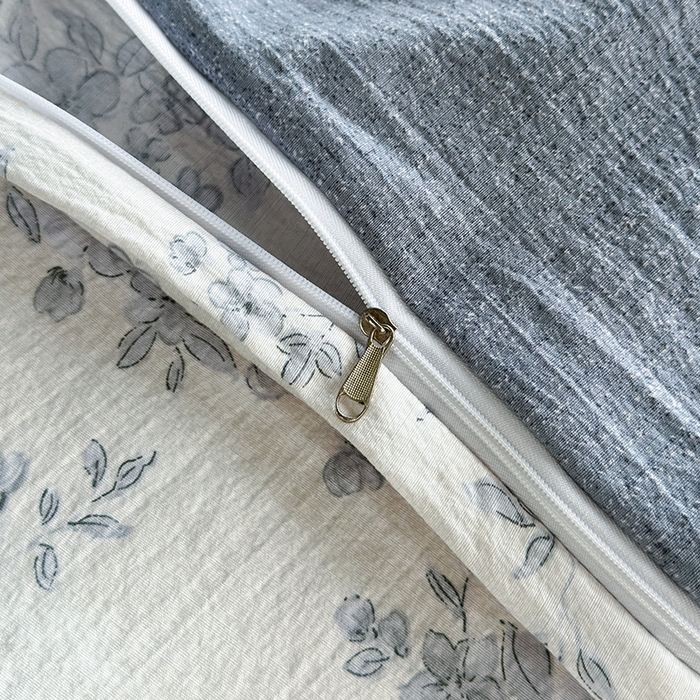 91家纺网 家纺一手货源 找家纺 卢赛尔 2025新品加厚130g高克重复古风原麻印花四件套单被套 青千雪