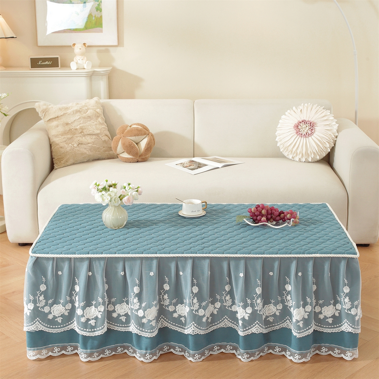 91家纺网 家纺一手货源 找家纺 共鸣沙发垫 2025新款羊毛尼茶几垫-星语 星语蓝色