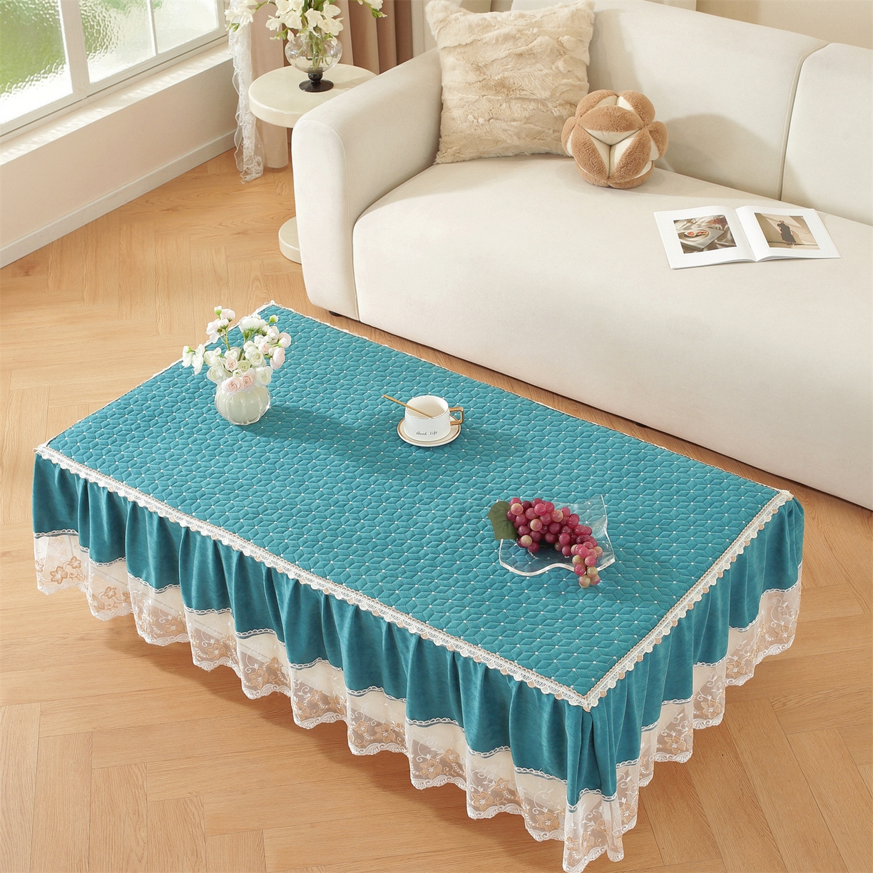 91家纺网 家纺一手货源 找家纺 共鸣沙发垫 2025新款羊毛尼茶几垫-星语 羊毛尼绿色