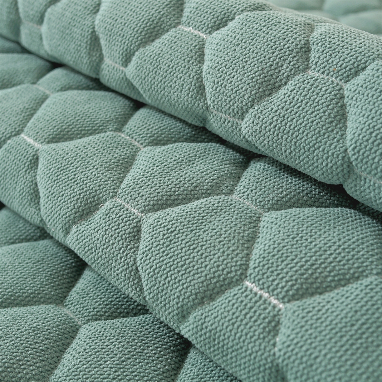 91家纺网 家纺一手货源 找家纺 共鸣沙发垫 2025新款羊毛尼茶几垫-星语 星语绿色