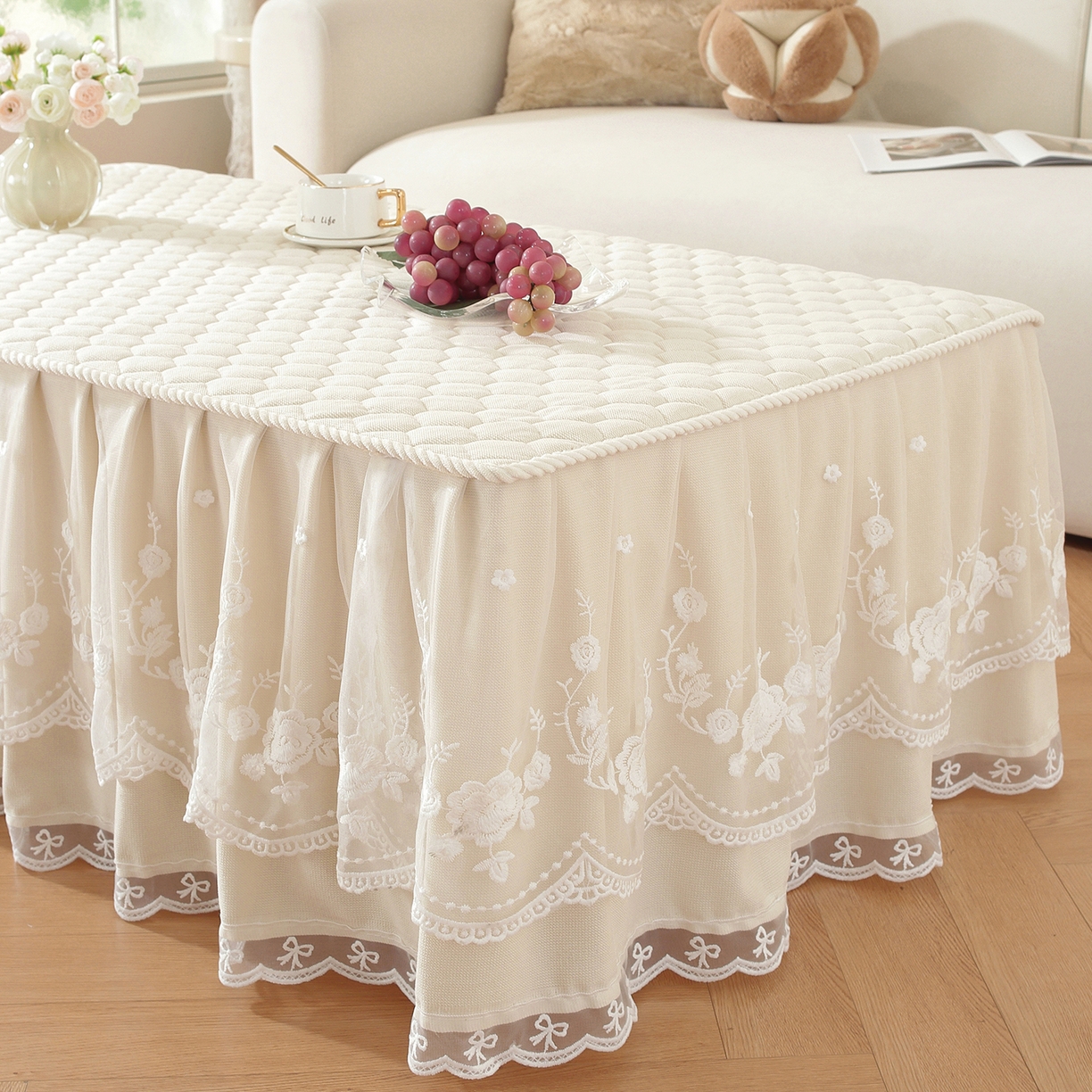 91家纺网 家纺一手货源 找家纺 共鸣沙发垫 2025新款羊毛尼茶几垫-星语 星语米色