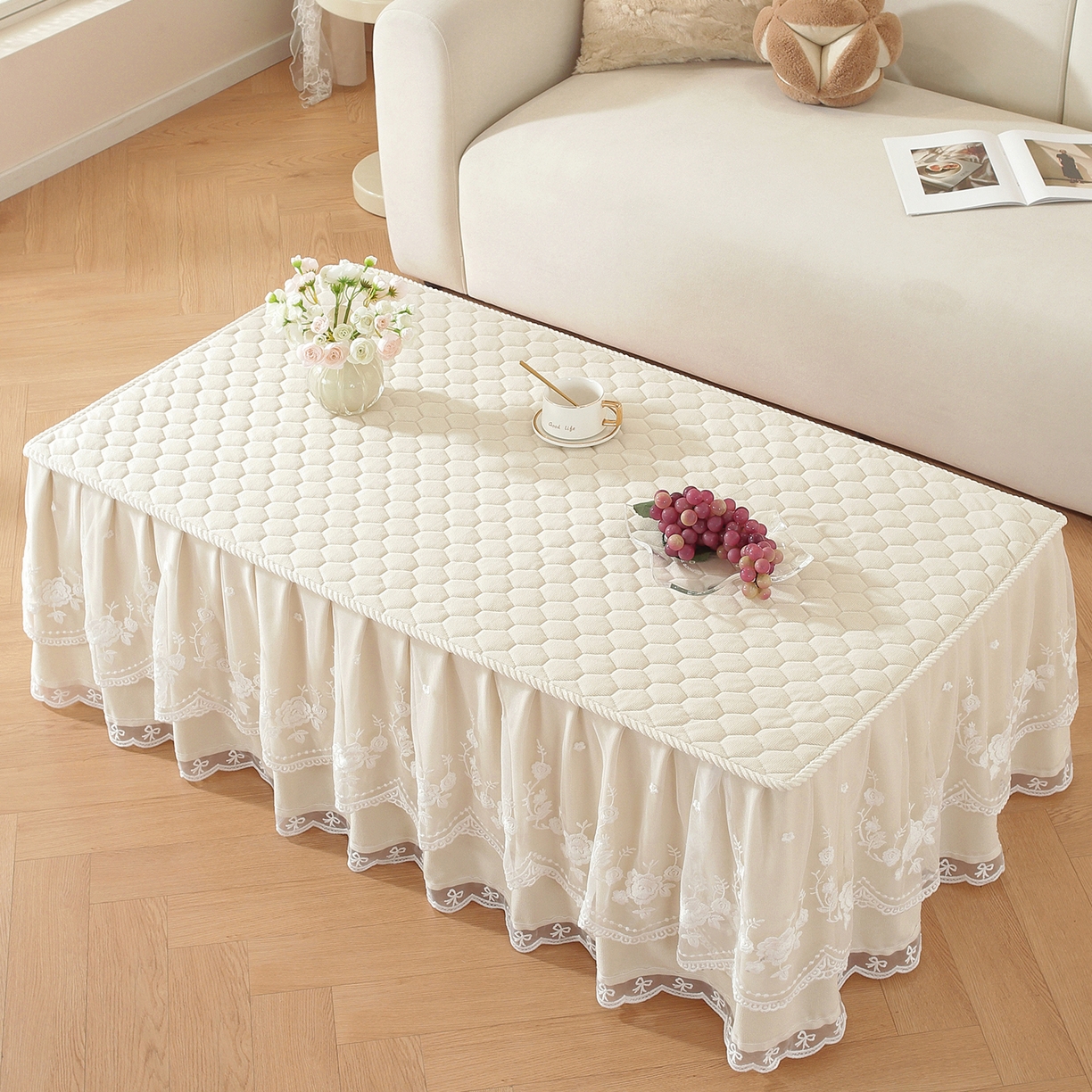 91家纺网 家纺一手货源 找家纺 共鸣沙发垫 2025新款羊毛尼茶几垫-星语 星语米色