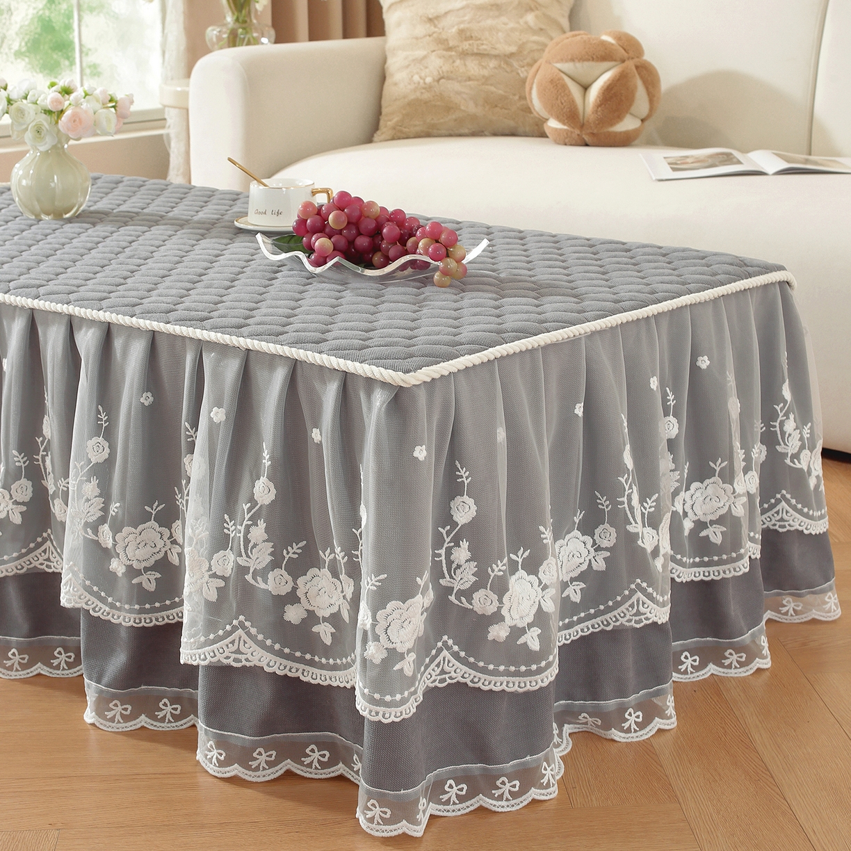 91家纺网 家纺一手货源 找家纺 共鸣沙发垫 2025新款羊毛尼茶几垫-星语 星语灰色