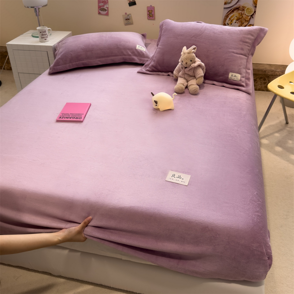 91家纺网 家纺一手货源 找家纺 857家居 2025新款高克重牛奶绒床单床笠系列 良品-薰衣草紫