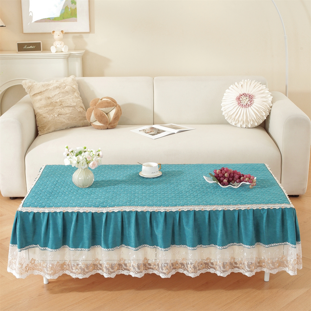 91家纺网 家纺一手货源 找家纺 共鸣沙发垫 2025新款羊毛尼茶几垫-星语 羊毛尼绿色