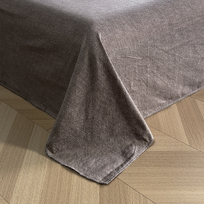 91家纺网 家纺一手货源 找家纺 卢赛尔 2025新品加厚130g高克重复古风原麻印花四件套单被套 疏影