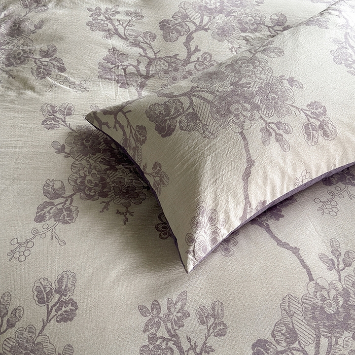 91家纺网 家纺一手货源 找家纺 卢赛尔 2025新品加厚130g高克重复古风原麻印花四件套单被套 云梦泽