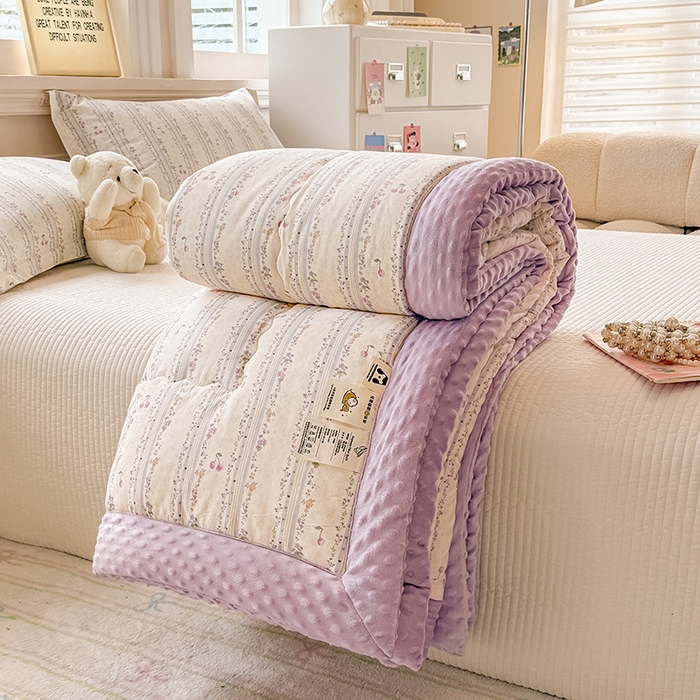 91家纺网 家纺一手货源 找家纺 梦依依 （加微信送买家秀）2025新款40支全棉豆豆被大豆被夏被冬秋被子被芯-风格二 花季时光