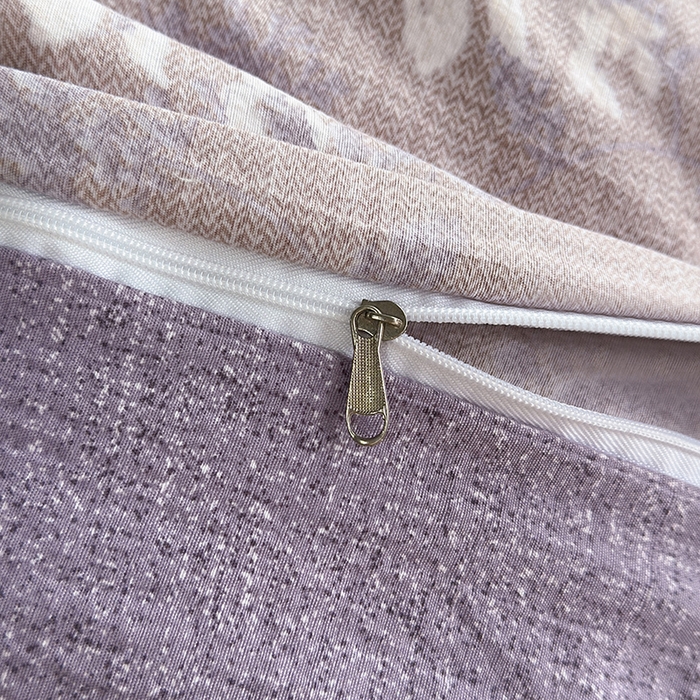 91家纺网 家纺一手货源 找家纺 卢赛尔 2025新品加厚130g高克重复古风原麻印花四件套单被套 紫苏槿